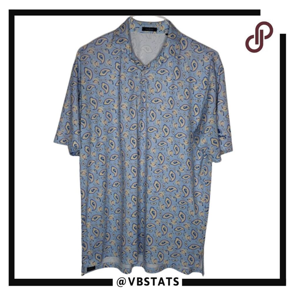 Turtleson Men's Paisley Pique Royal Oaks Short Sleeve Polo Shirt Blue Large‎